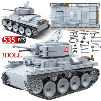 

535PCS Technik LT-38 Light Tank Building Blocks Compatible Military Army City Soldier Police Figures Weapon Bricks Sets Boys Toy