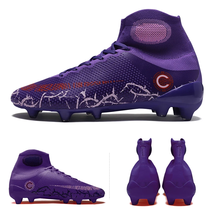 New Arrival Men Soccer Shoes High Ankle Football Shoes Training Cleats FG Kids Superfly Turf Football Boots futebol chuteiras