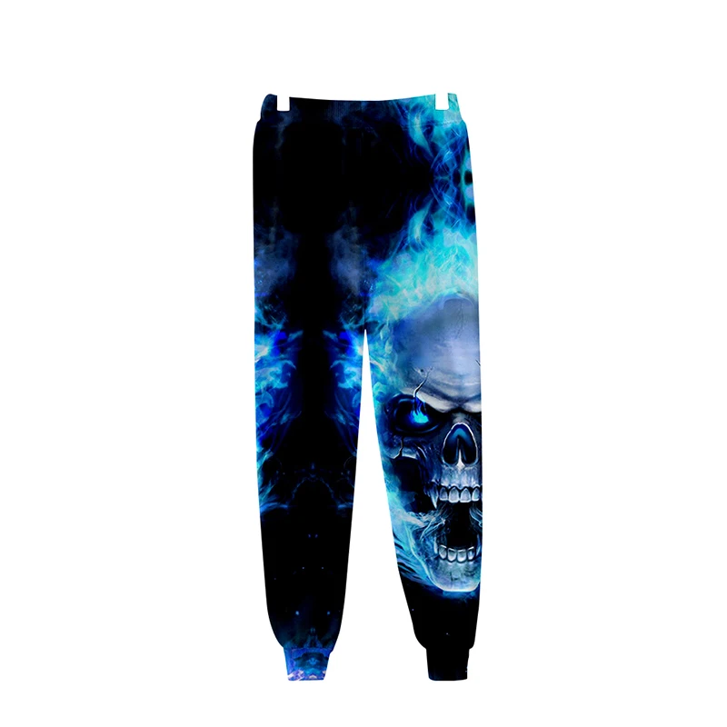 Blue Flame Skull Head 3d Jogger Harem 