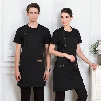 

Fashion Canvas Cotton Apron Barber Working And Coffee Shop Apron Bib Cooking Kitchen Aprons For Woman Man Apron free Custom Logo
