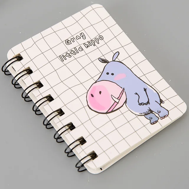 80Page A7 Korea Cartoon Anime Coil Notebook Small Notepad Animal Rollover Office School Learn Supplies Mini Kawaii Diary Journal 1817