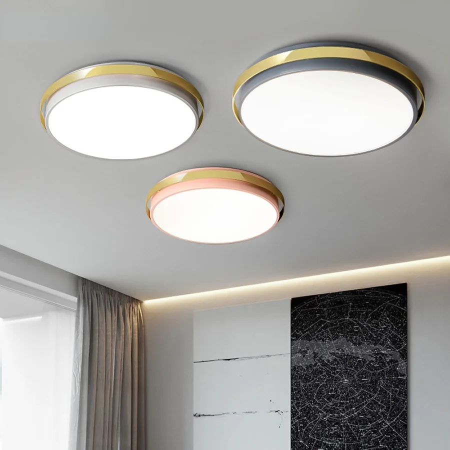 

Macaron LED Ceiling Lights Nordic Living Room Deco Lighting Luminaires Round Shaped Children's Bedroom Ceiling Light