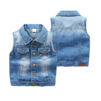 

Spring and autumn new small and medium-sized children's solid color sleeveless vest jacket boy fashion casual denim vest