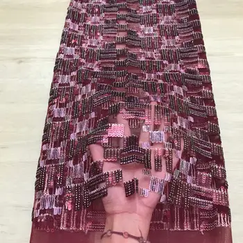 

2020 Latest African Lace Fabric 2019 High Quality Lace Nigerian Laces Fabrics for Wedding French Net Tulle Lace with Sequins