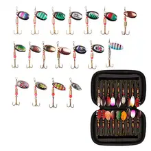 

55% Discounts Hot! 18Pcs Outdoor Fishing Multicolor Sequined Hard Faux Bait Kit Treble Hook Fake Lure Set with Storage Box