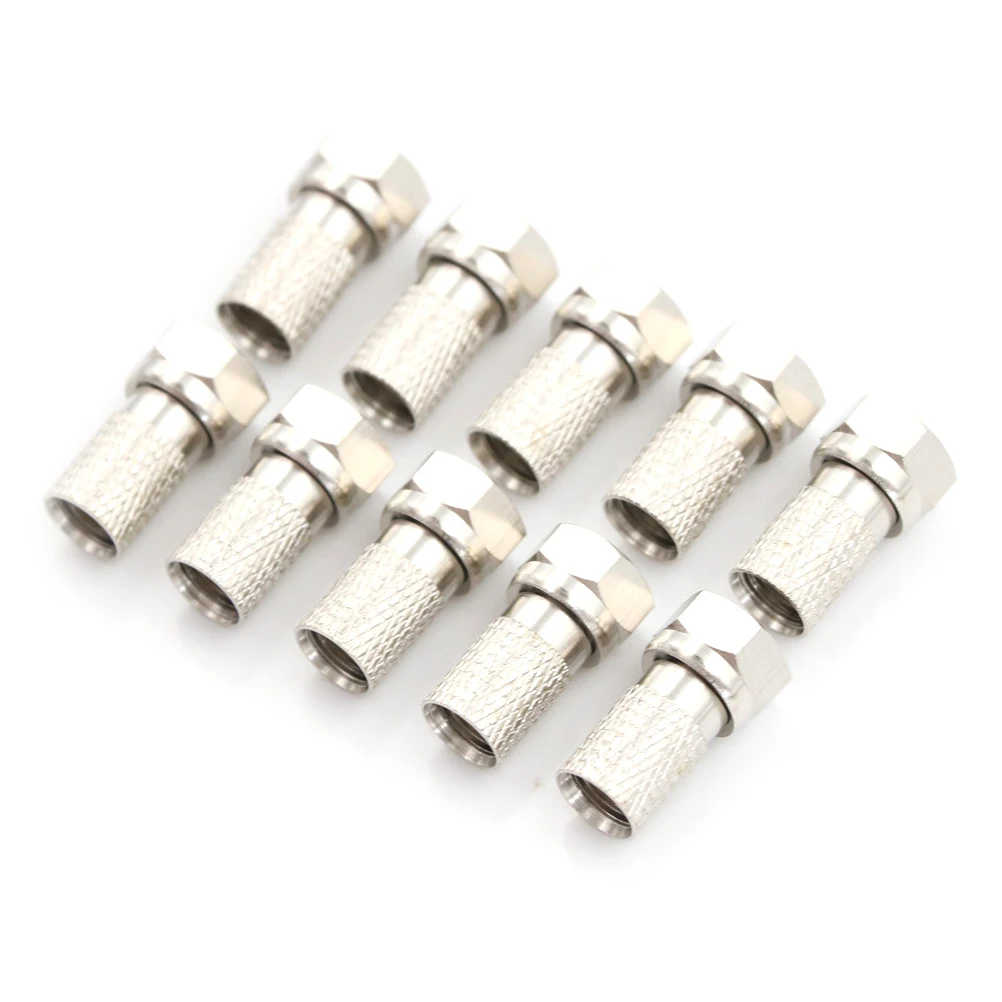 

10Pcs/lot New Aluminium Alloy F Plug Connector RG6 Satellite Sky Virgin TV Aerial Cable Screw Twist Coax