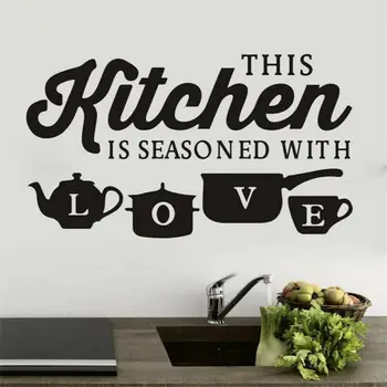 Kitchen Pot Cup Love Wall Stickers Art Dining Room Removable Decals DIY wholesale drop shipping