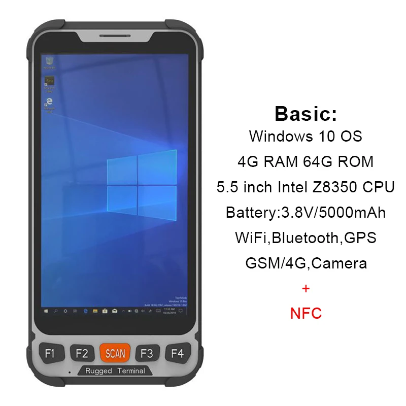 laser scanner 5.5 Inch Windows Rugged PDA With NFC Tags Reading  4G LTE UHF Reader 2D Scanner Charging Dock computer scanner Scanners