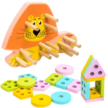 

DIY Wooden Building Blocks Montessori Geometric Shape Pairing Board Model Set Early Educational Toys For Children Kids