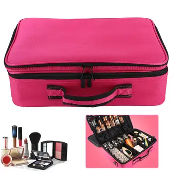 

Makeup Bag Three-layer Cosmetic Bag Large Capacity Cosmetic Box Cosmetic Tool with Pull-rod Box Embroidery Beauty Articles