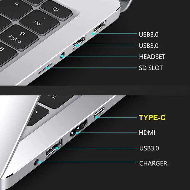 حاسوب محمول بهيكل معدني IPS, Core i7 بشاشة 15.6 بوصة 8G/16G DDR4 RAM 128G/256G/512G/1TB SSD بلوحة مفاتيح خلفية للألعاب 5