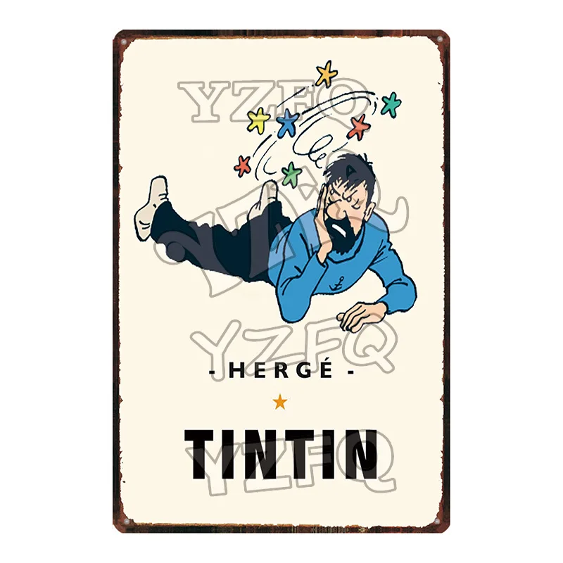 Adventures of Tintin Metal Sign Shabby Chic Vintage Style Cafe Wall Home Art Kids Room Decoration Unique Gift DU-5349A - Цвет: DU-5366