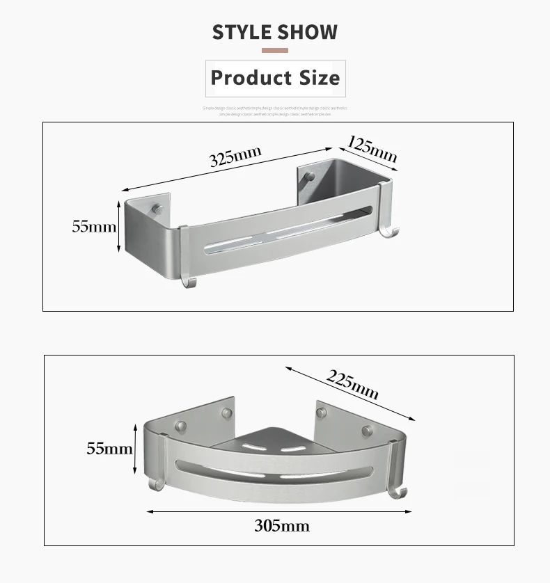Космическая алюминиевая полка для ванной комнаты, черный, серебристый, золотой косметический стеллаж, угловая корзина для хранения с крюком, квадратная полка для ванной комнаты, настенная полка