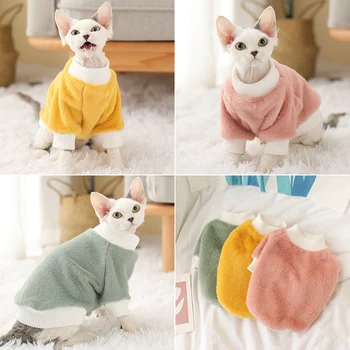 

Cat Clothes Autumn Winter Sphinx Cat Costume Soft Fleece Dog Cat Hoodies Kedi Katten Sphynx Warm Sweater Chihuahua Pug Clothing