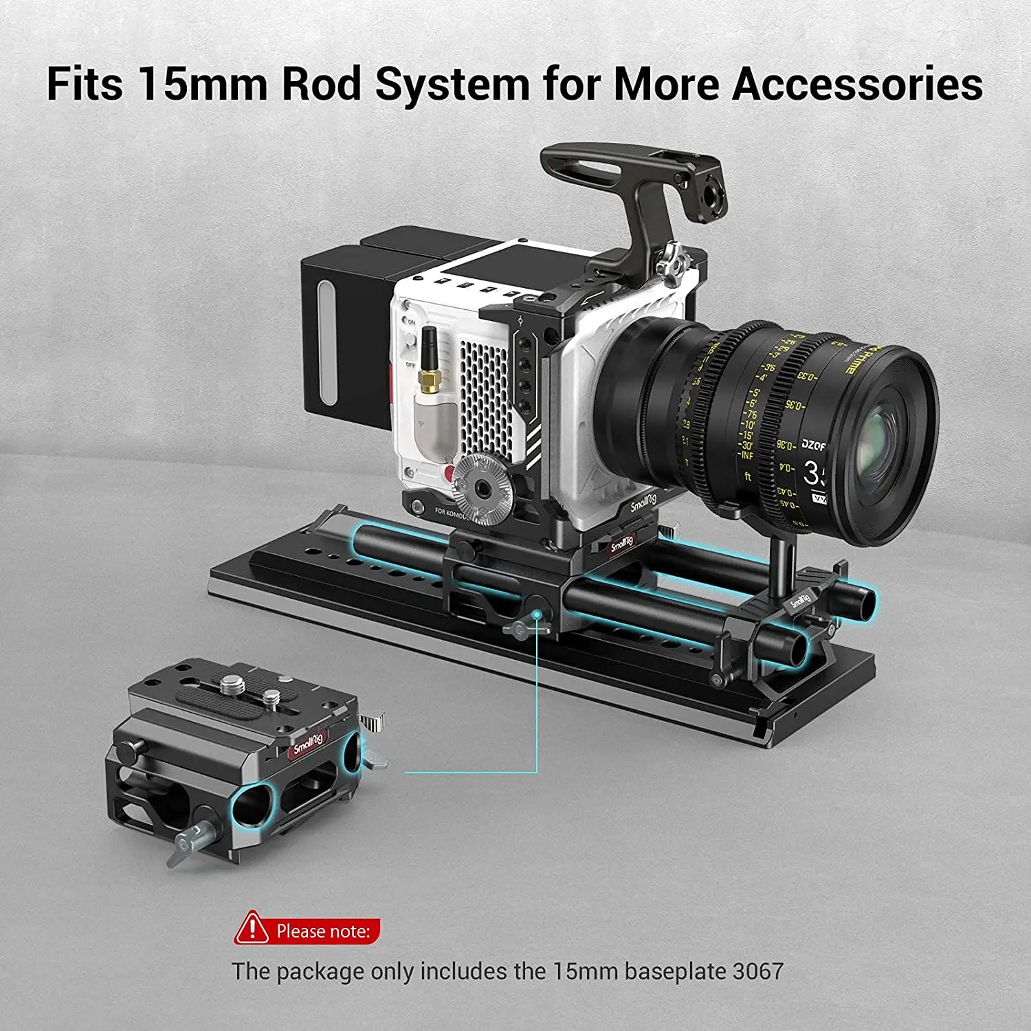 Lightweight Baseplate Riser System with Dual 15mm Rod Clamp, Base Plate Magnesiu