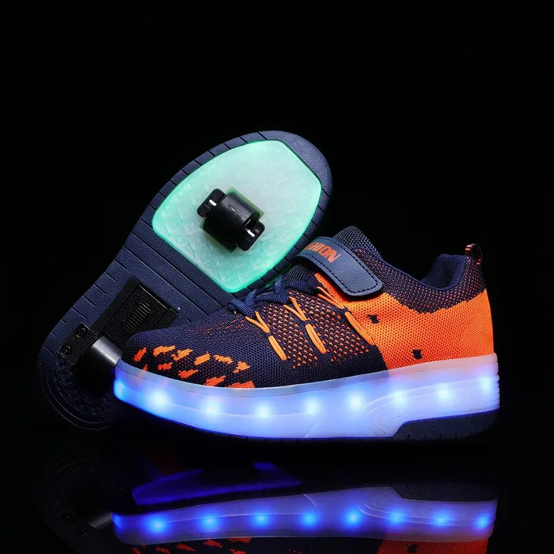 Heelys USB зарядка светодиодный цветной детский с два колеса роликовые коньки обувь для мальчиков и девочек детские кроссовки
