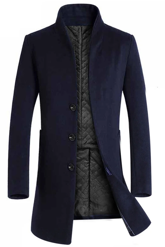 Foreign trade winter men's long section Slim coat coat wool coat windbreaker jacket