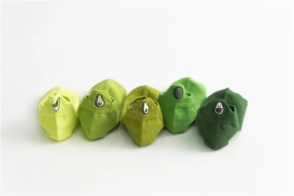 Neue Mode Sommer Herbst Avocado Stickerei Sokken Frauen atmungsaktiven Komfort Baumwolle Ins Stil grüne Söckchen Drops hip – Detail 16