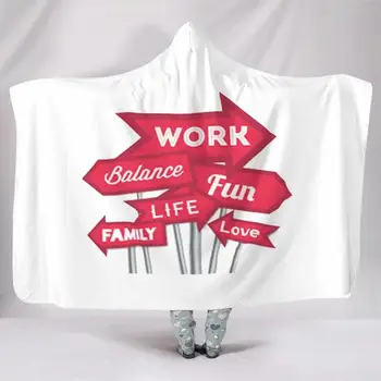 

Work Family Life Balance Love Fun Letters Arrow Design Bat Blanket for Home Office Siesta Airplane Rest Travel Camping Blanket