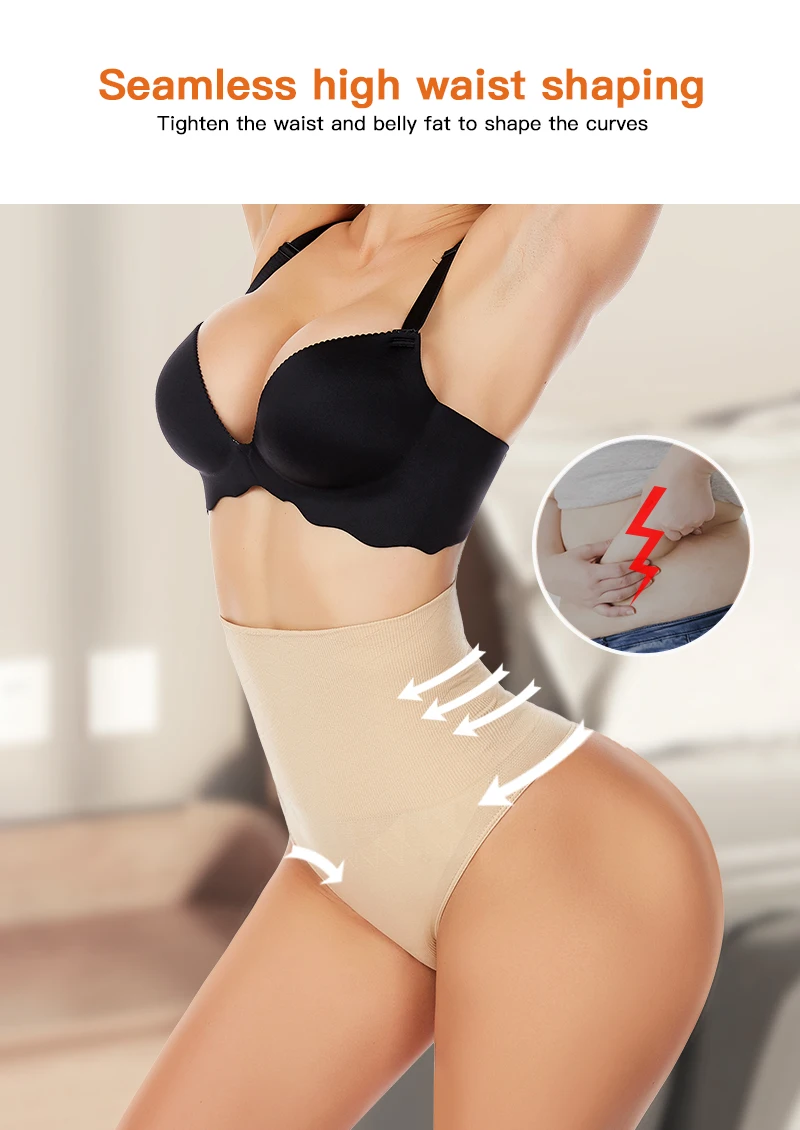 High Waist Trainer for Women Bodysuit Shapewear Sexy Tummy Control Slimming Panties Butt Lifter Thong Panty Underwear Seamless
