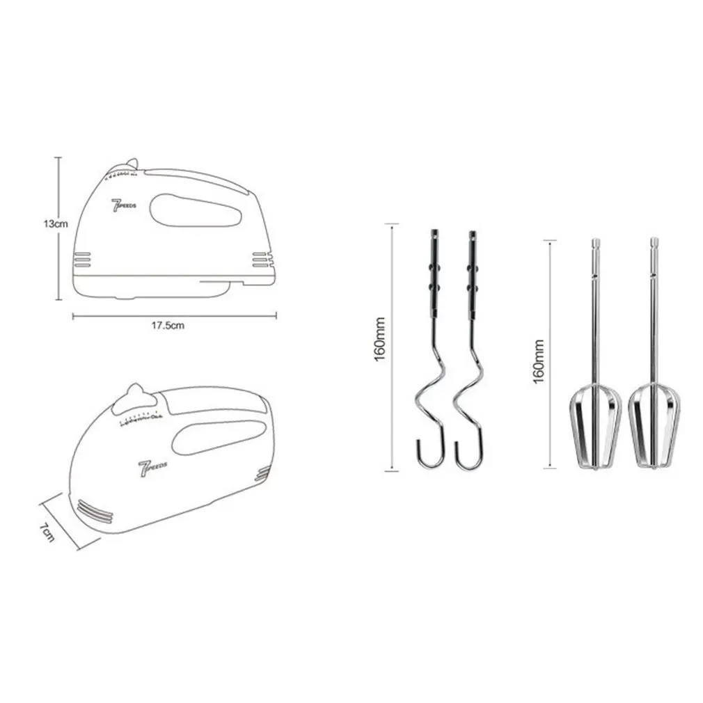 Ручной Мини-блендер, 7 скоростей, ручной миксер для теста, кухонный блендер, Многофункциональный кухонный комбайн, электрический кухонный миксер