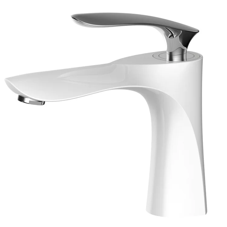 

European-style antique all-copper cold and hot single white basin faucet