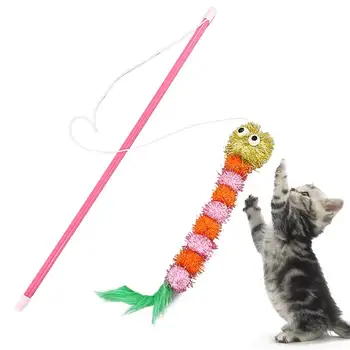 

1PC Teaser Feather Toys Kitten Funny Colorful Rod Cat Wand Toys Plastic Pet Cat Toys Interactive Stick Pet Cat Supplies