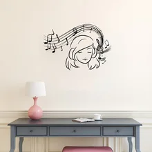 Креативная Музыка Девушка наклейки на стену украшение дома музыкальная студия гостиная спальня самоклеющиеся наклейки на стену DW771