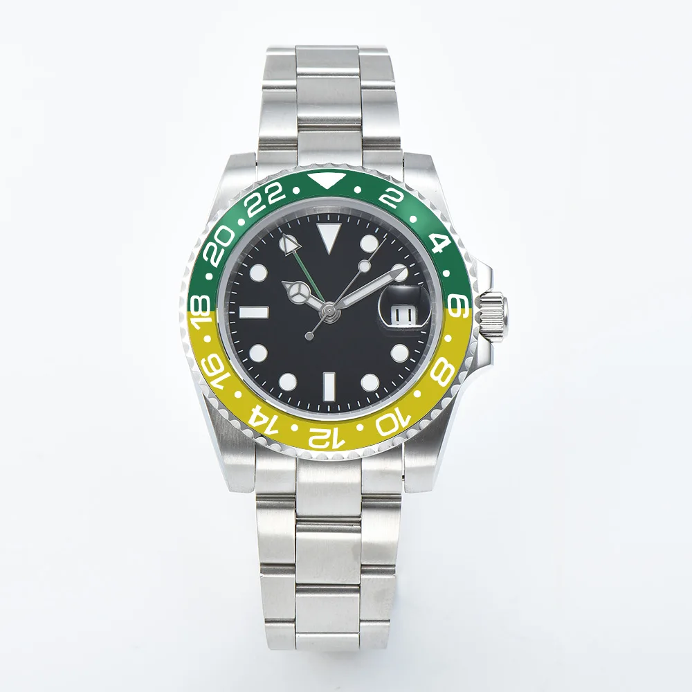 Автоматические GMT часы Новые мужские 40 мм черный циферблат сапфировое стекло