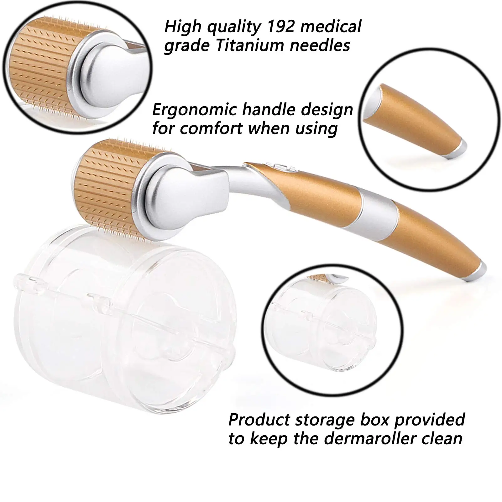Derma Roller REAL NEEDLES,192 Titanium Microneedles Dermaroller Micro Needle Roller Microneedling Derma Needling Kit
