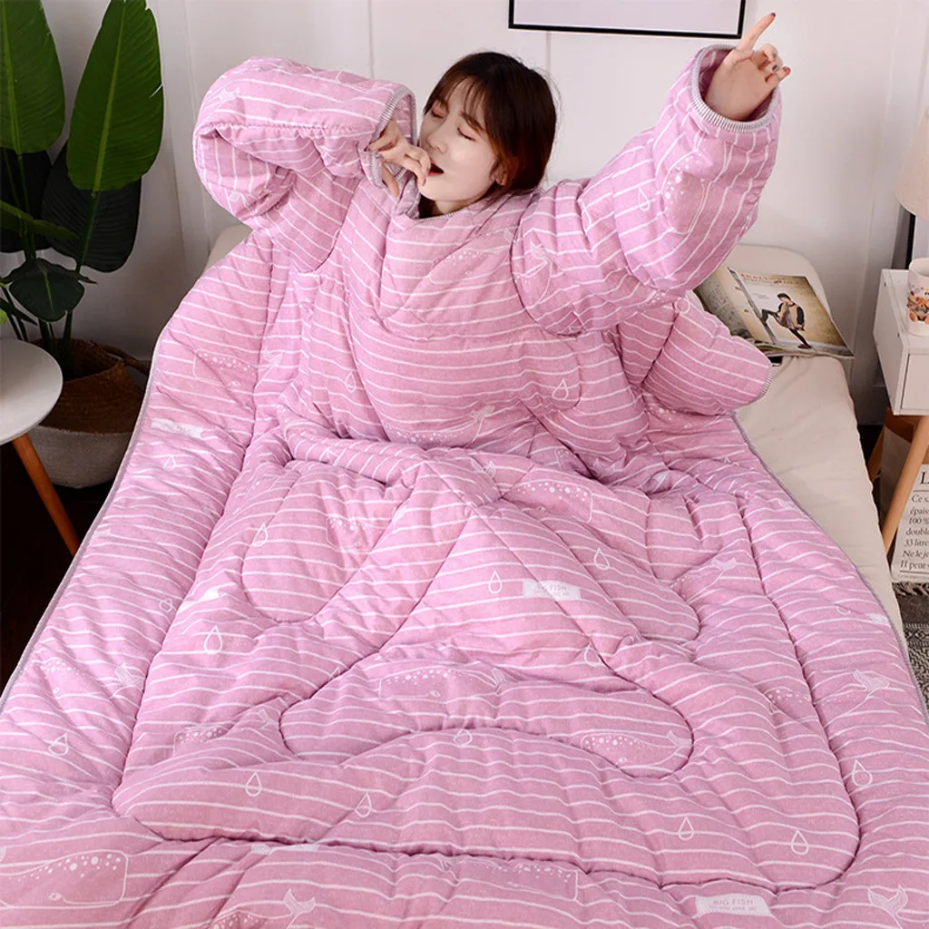 

Lazy Quilt With Sleeves Winter Comforter autumn family Blanket Cape Cloak Nap Blanket Dormitory Mantle Covered Blanket 4 styles