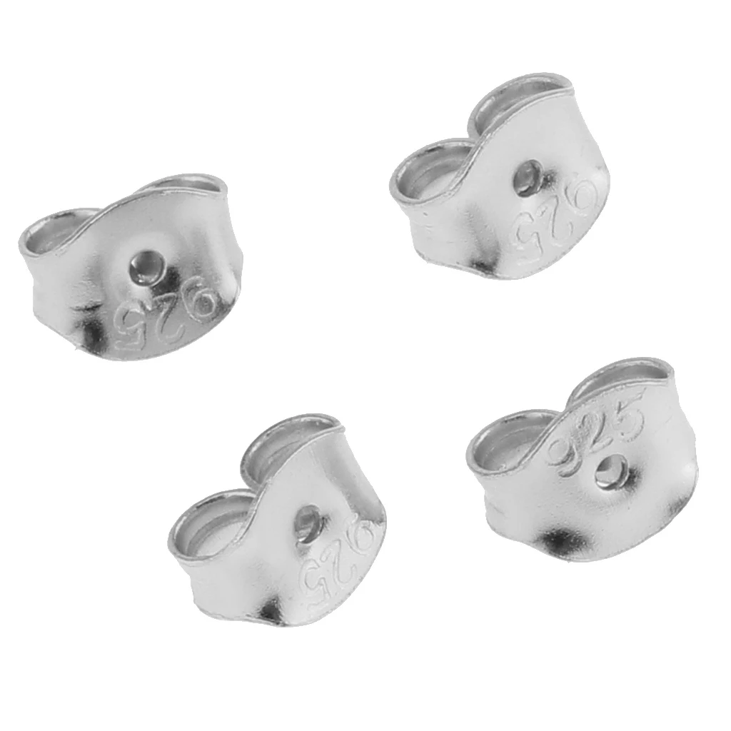 4 Pieces 925 Sterling silver color 5.5mm Earring Backings Safety Stopper Jewelry Findings DIY