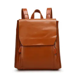 Повседневный Рюкзак на плечо для женщин, коллекция 2019 года, кожаные винтажные школьные рюкзаки, однотонная Задняя сумка на молнии для
