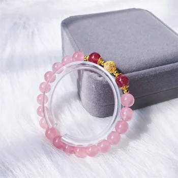 

Natural Pink Crystal Bracelets Women's Peach Blossom Strawberry Crystal Students Friend Bracelet Ornament