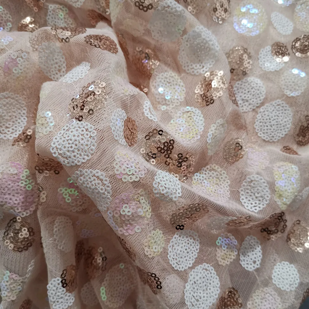Круглая вышивка Lace146 3 мм розовая сетчатая ткань с блестками модные женские