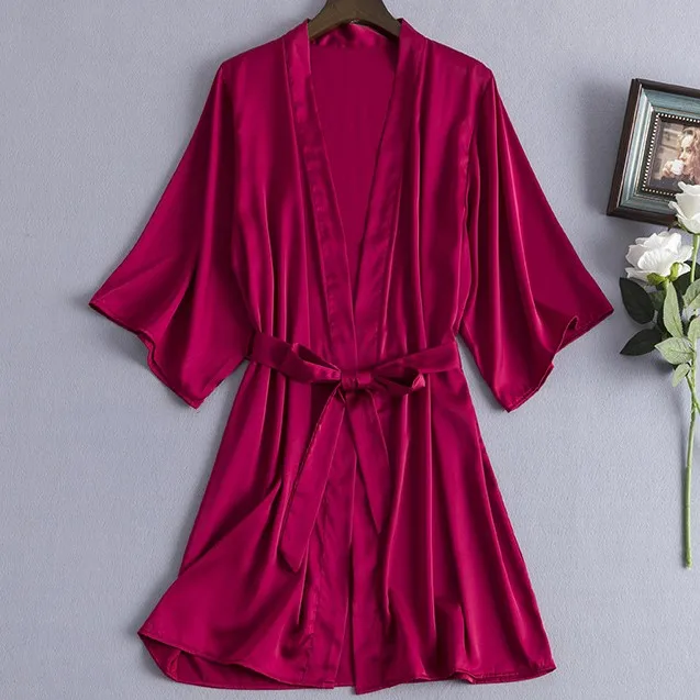 Сексуальный женский комплект из 2 предметов Атласный халат кимоно одежда для сна