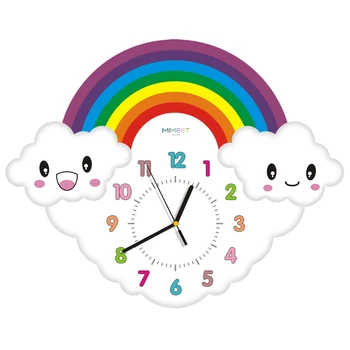 

Cartoon Kids Large Wall Clock Rainbow 3d Kindergarten Clocks Bedroom Silent Childrem's Room Promotion 2019 Reloj Decor SC262