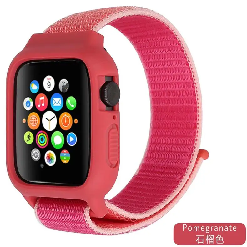 Чехол+ ремешок для часов apple watch band iwatch 5 4 3 pulseira correa apple watch 42 мм 44 мм 38 мм 40 мм нейлоновый браслет+ силиконовый чехол