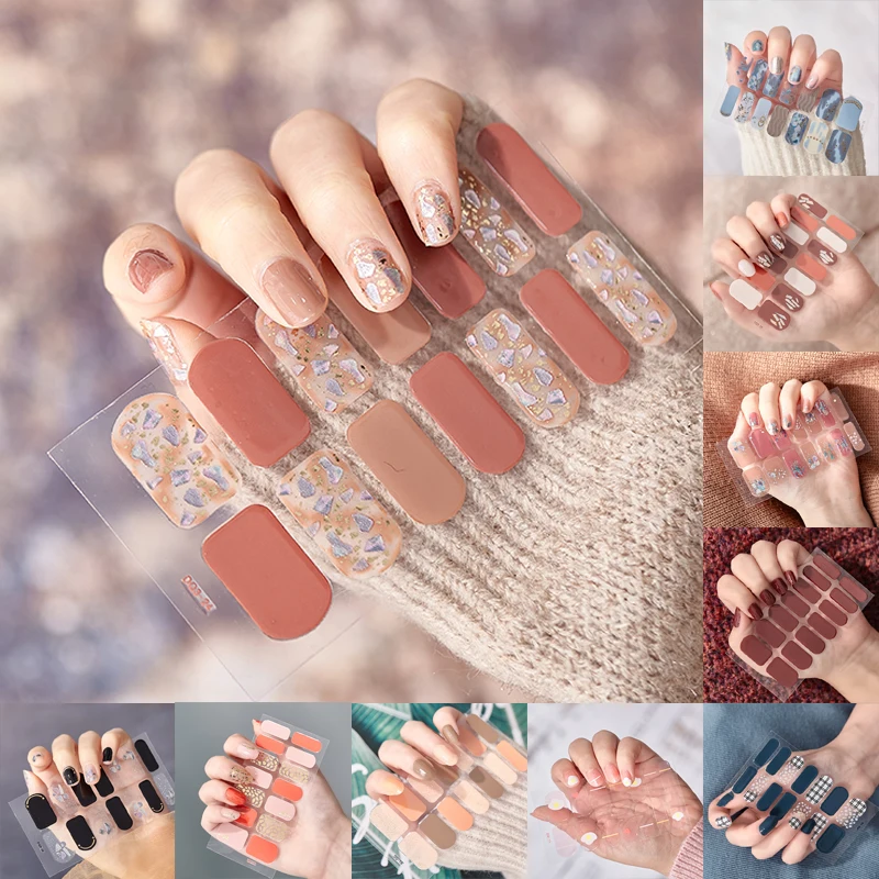 

1 Sheet Nail Art Sticker Polish Wraps Double Ended Adhesive Pure Solid Color Full Cover Strips DIY Fashion Stickers Manicure