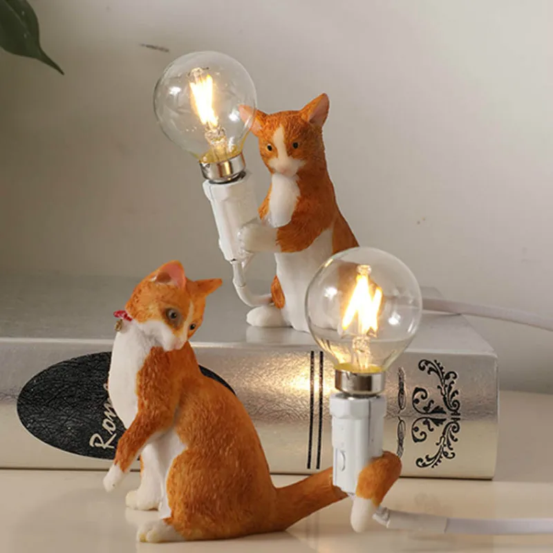 SELETTI Современная полимерная настольная лампа кота, маленький мини светодиодный настольный светильник, настольная детская комната, Декор, животное, кошка, настольная лампа, прикроватная лампа