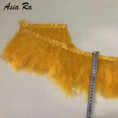 gold yellow 29 цветов 2 ярда мятно-зеленое перо марабу Турция отделка 5-" перо кружева шитье на атласной ленты юбка украшения боа - Цвет: gold yellow