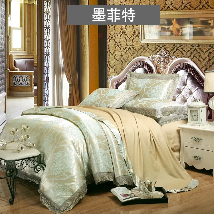 Oshines Luxury Jacquard Decoration Europe Style Set Of Bed Linens Double Bed Cover 220/240 cmElastic Sheet King And Queen Size L