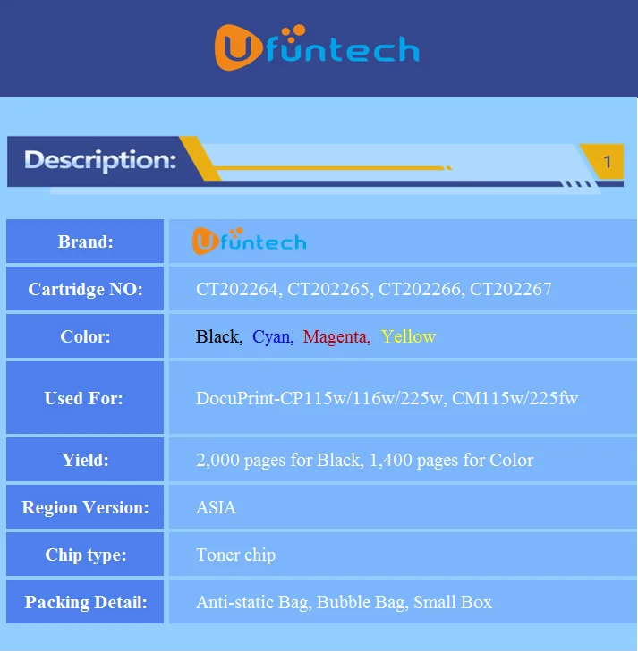 20 штук чип тонера для CT202264 CT202265 CT202266 CT202267 для Xerox DocuPrint CP115w CP116w CP225w CM115w CM225fw лазерный принтер
