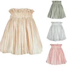 Для женщин девушки с коротким и широким подолом поясом со стрейчевым поясом в стиле однотонные Flippy расклешенные Джерси с коротким SkirtShort юбка с эластичной талией юбка в Корейском стиле юбки