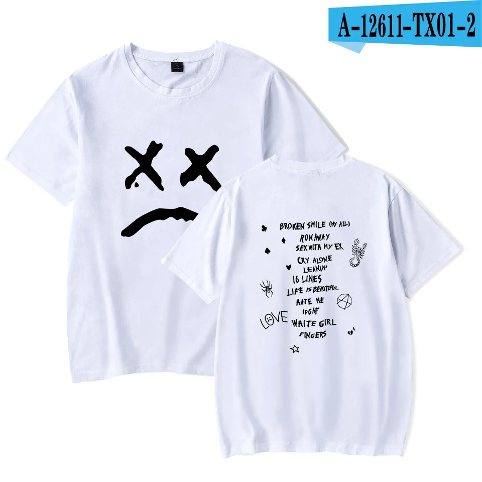 white tshirt Футболка Lil с открытым принтом, футболка с коротким рукавом для отдыха, белая хлопковая забавная летняя уличная одежда, Lil Peep Rapper Fan, Топ 4XL - Цвет: white tshirt