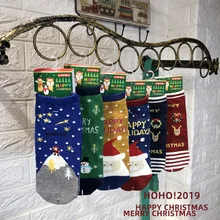 Носки с рисунком рождественской серии с принтом Снеговик Санта Клаус Милу олень женские хлопковые носки Осень Зима японский harajuku Милый Забавный