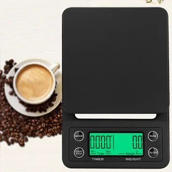 

3kg 5kg/0.1g LCD Digital Weight Coffee Scales Portable Mini Balance Electronic Timer Kitchen Coffee Food Scale Black Brown