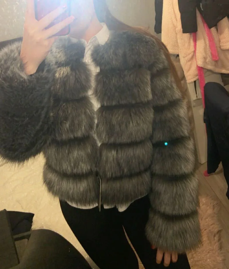 down coats & jackets ZADORIN Long Sleeve Faux Fox Fur Coat Women Winter Fashion Thick Warm Fur Coats Outerwear Fake Fur Jacket Plus Size long black puffer coat