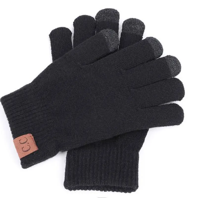 Красочные зимние перчатки с сенсорным экраном для мужчин и женщин, тянущиеся вязаные варежки, вязаные перчатки, перчатки для мобильного телефона с пятью пальцами на запястье