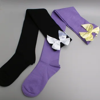 

Cosplay Over knee Socks with bow Thigh high Stockings pure color long Sock